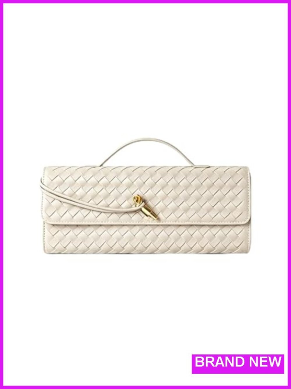 Woven Clutch Purse Women's Evening Bag, PU Leather Handbag with Detachable Strap